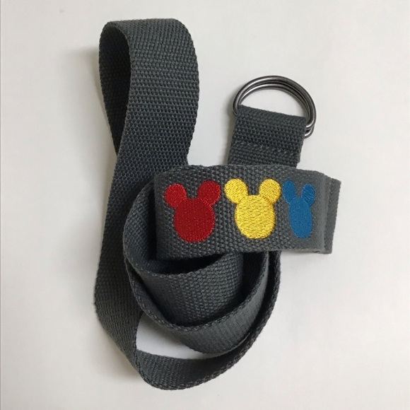 Disney Other - Disney Belt Mickey Mouse Ears Embroidered Adult SZ 42 XL Dark Gray D Ring Canvas
